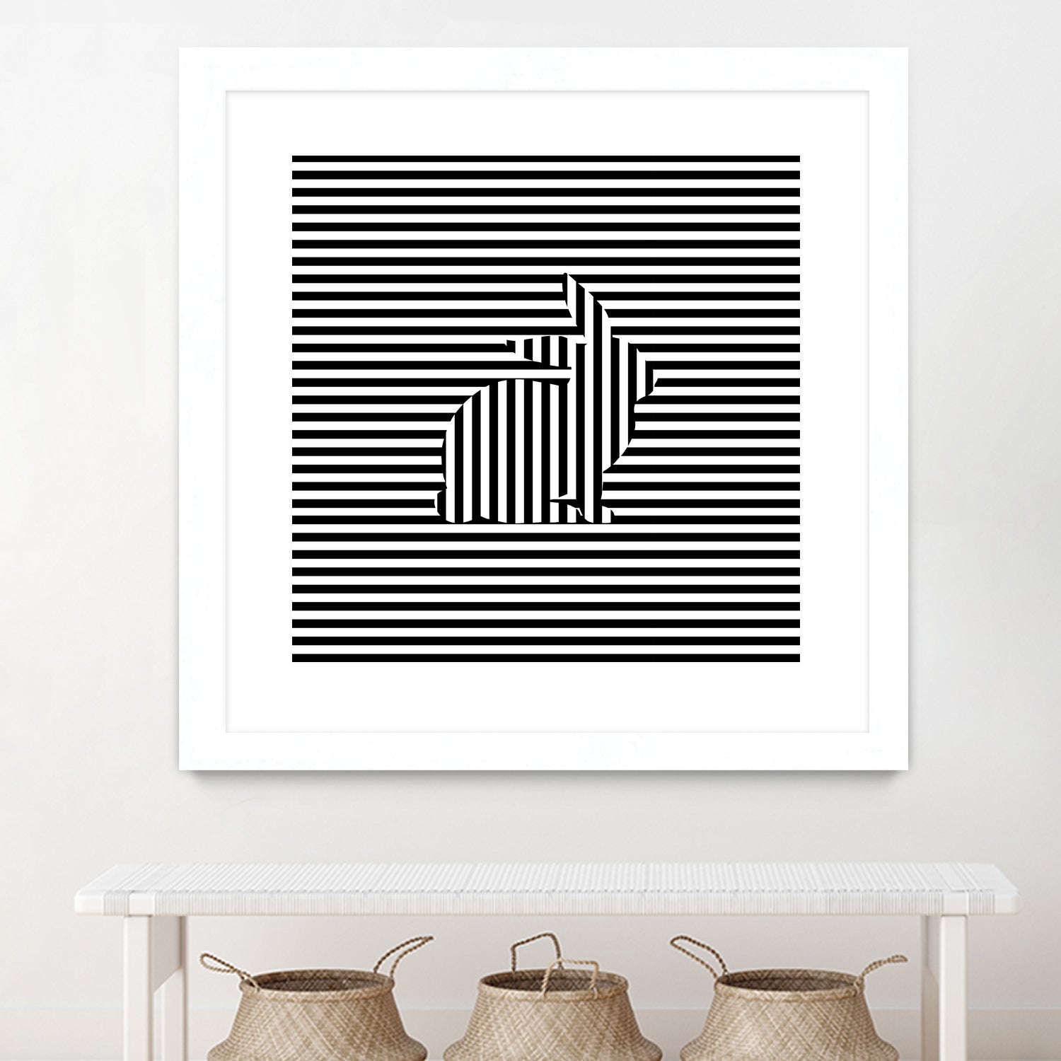 Rabbit on Stripes by Georgi Zhelyazkov on GIANT ART - black digital drawing