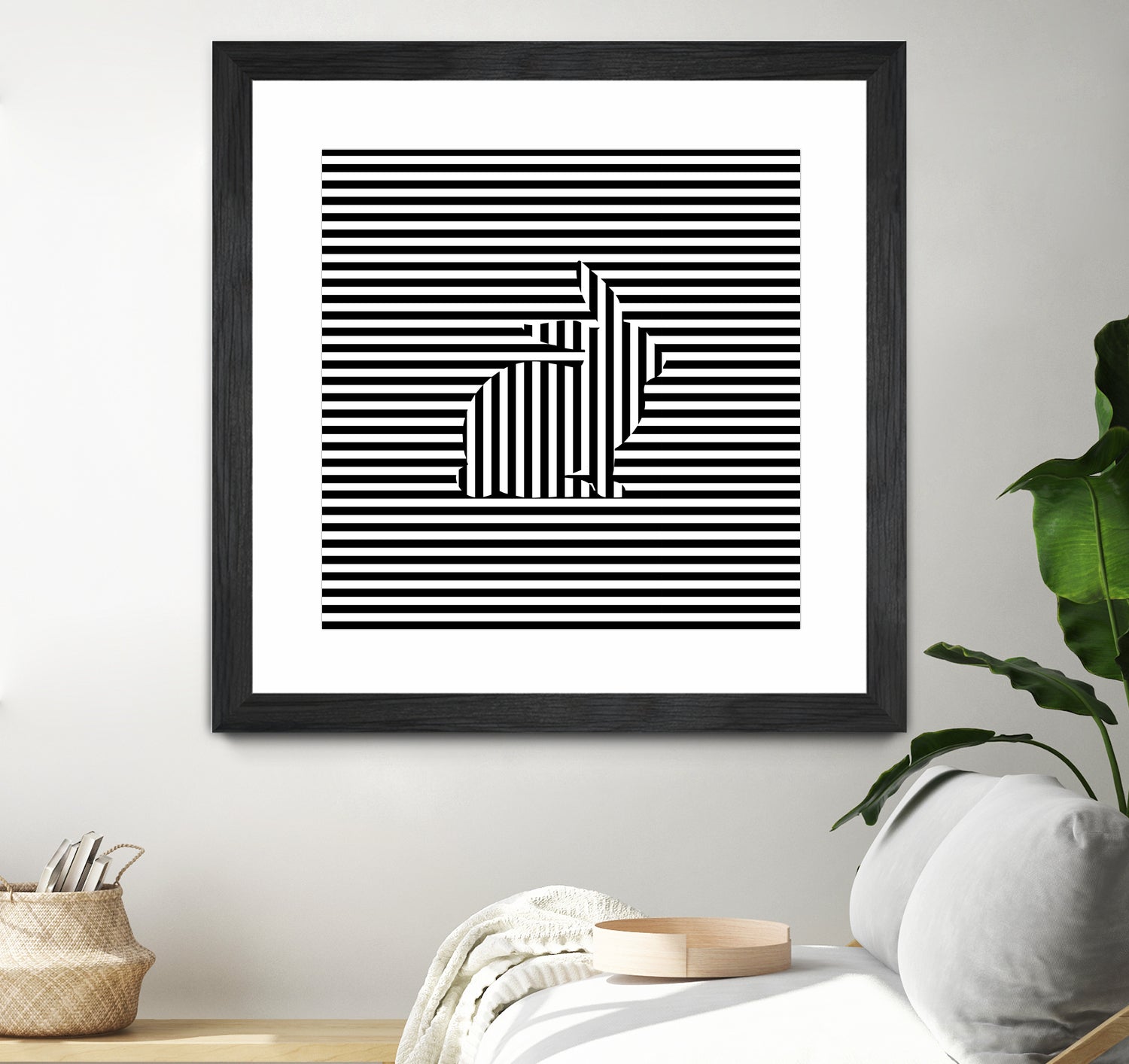 Rabbit on Stripes by Georgi Zhelyazkov on GIANT ART - black digital drawing