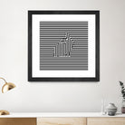 Rabbit on Stripes by Georgi Zhelyazkov on GIANT ART - black digital drawing