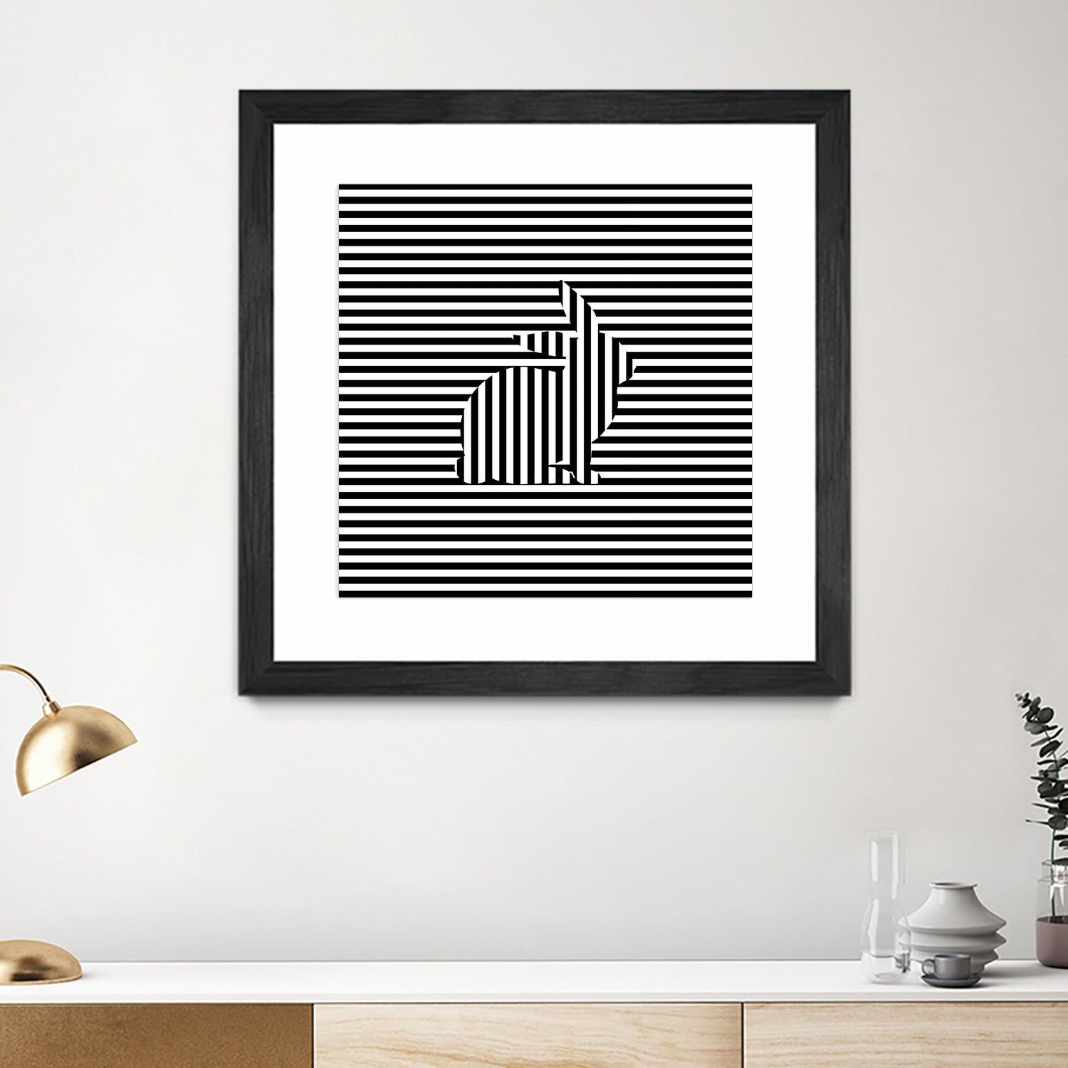 Rabbit on Stripes by Georgi Zhelyazkov on GIANT ART - black digital drawing