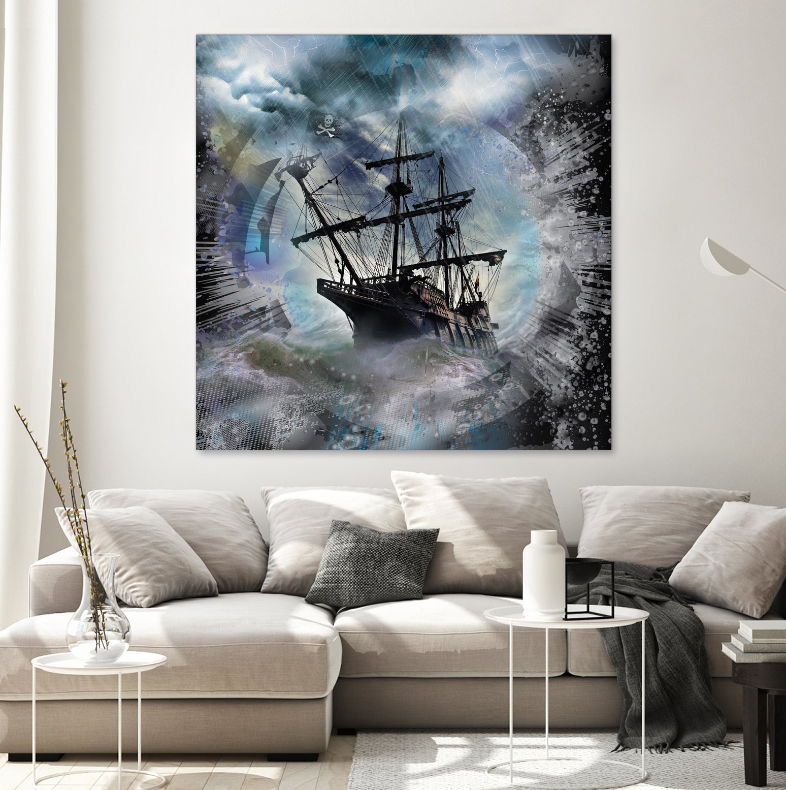 Pirate Ship Rough Storm by Clifford Miller on GIANT ART - gray 3d art