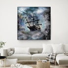 Pirate Ship Rough Storm by Clifford Miller on GIANT ART - gray 3d art