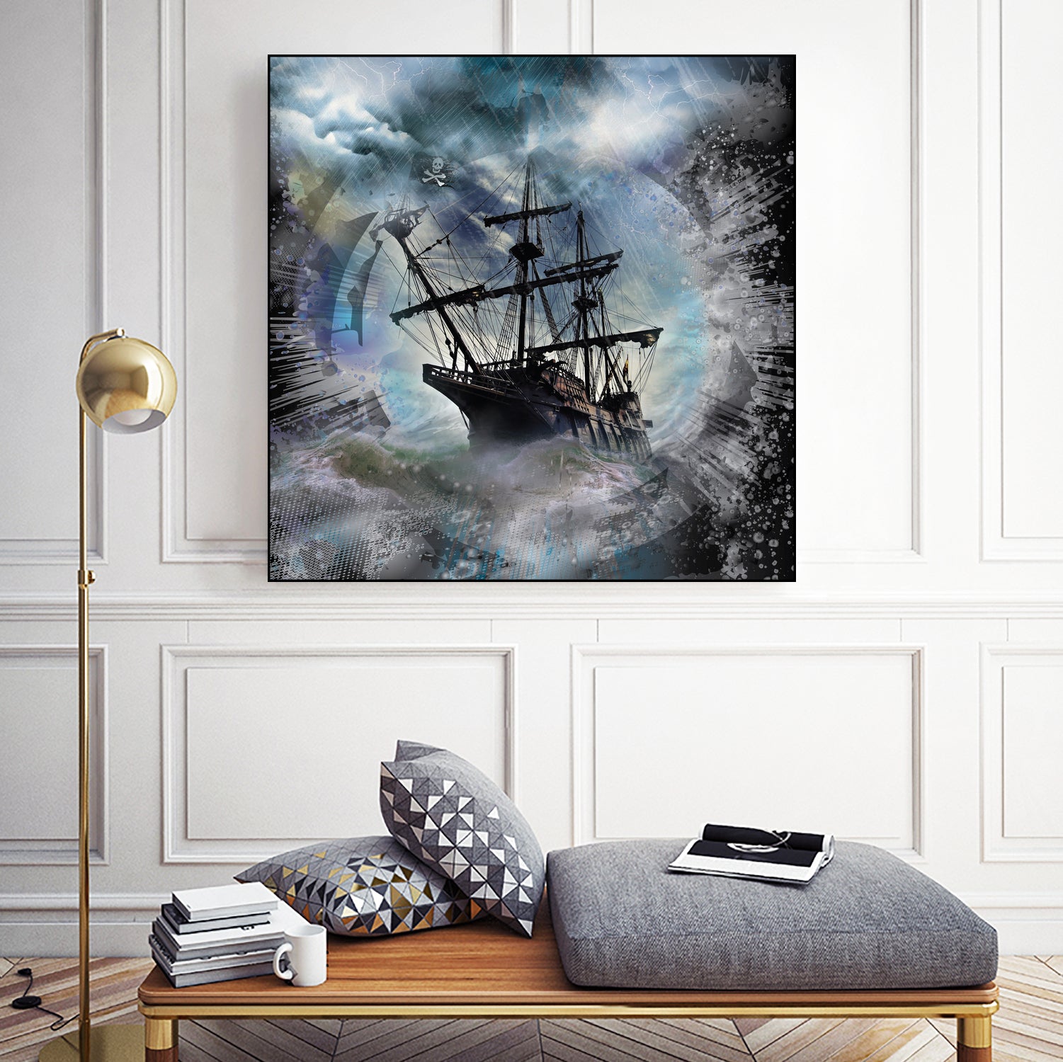 Pirate Ship Rough Storm by Clifford Miller on GIANT ART - gray 3d art