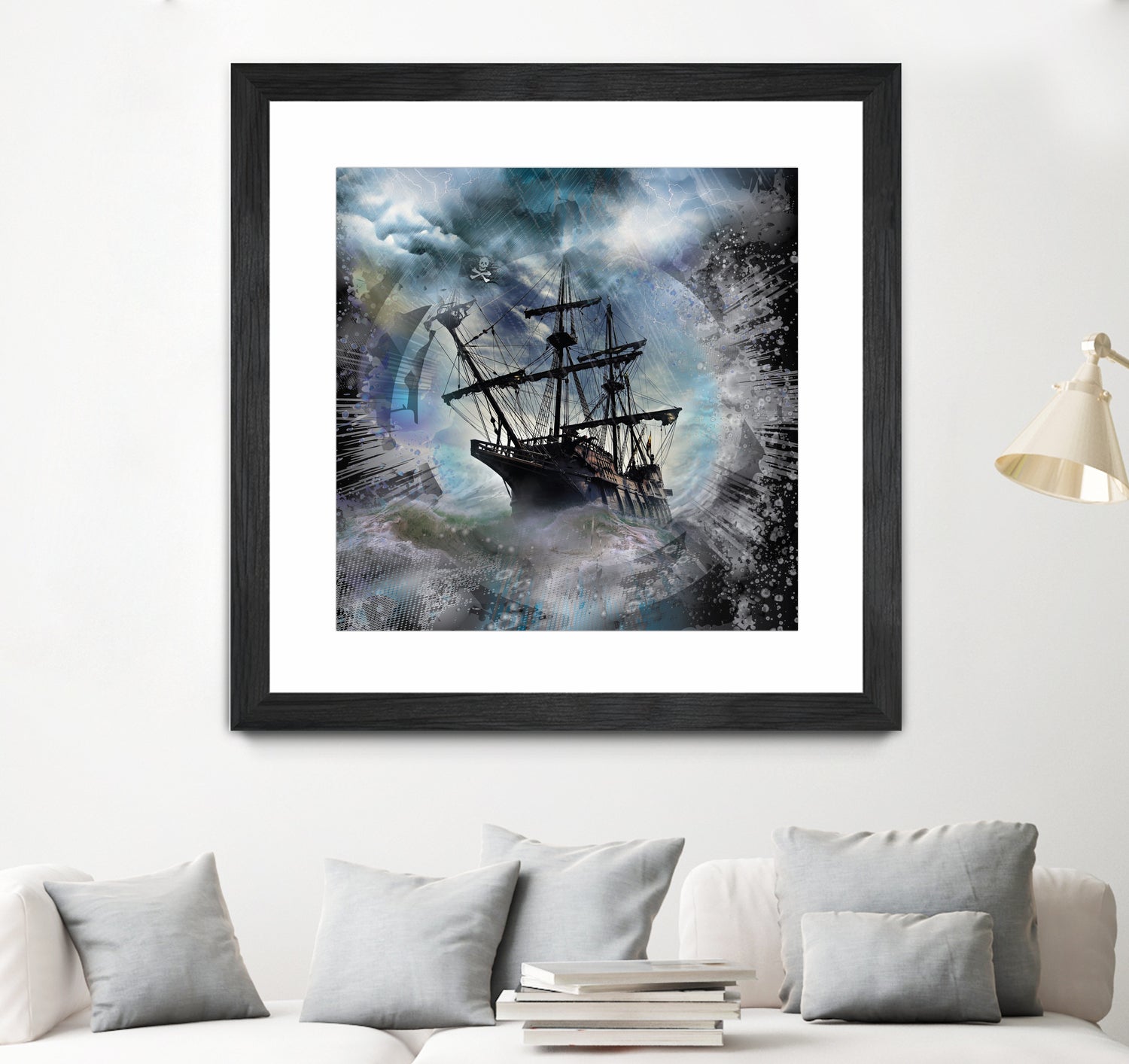 Pirate Ship Rough Storm by Clifford Miller on GIANT ART - gray 3d art