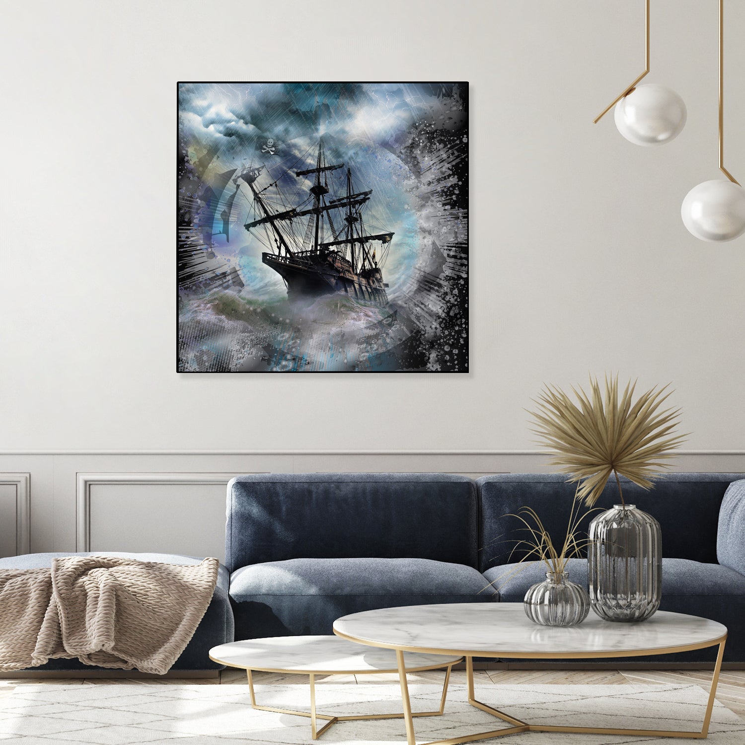 Pirate Ship Rough Storm by Clifford Miller on GIANT ART - gray 3d art