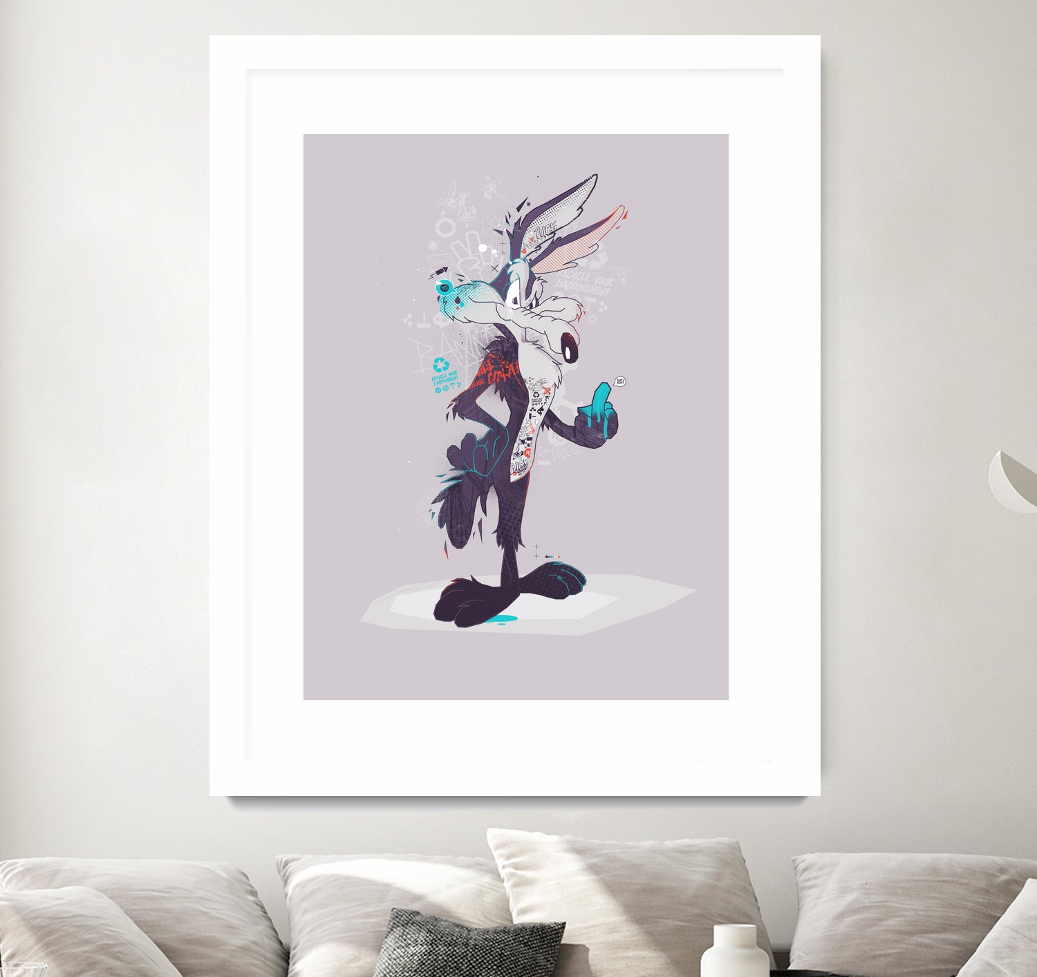 ECO WILE E COYOTEPNT by Simon Guilloteau on GIANT ART - fuchsia vector illustration