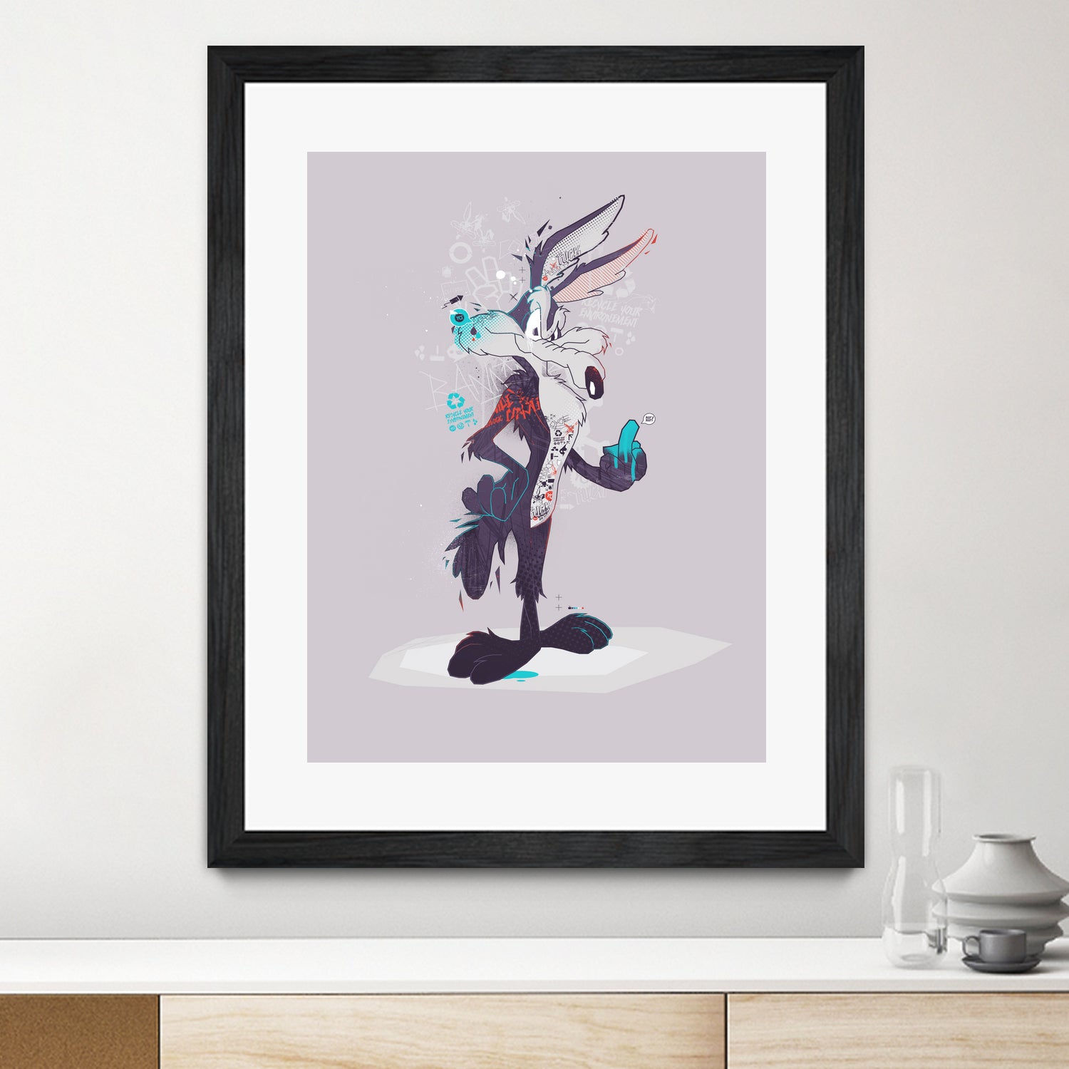 ECO WILE E COYOTEPNT by Simon Guilloteau on GIANT ART - fuchsia vector illustration