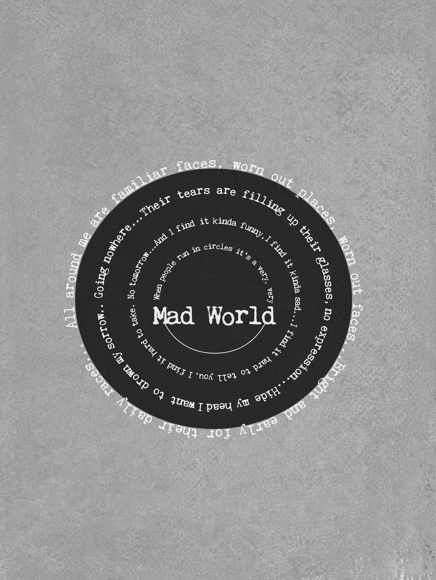 Mad World by Gary Jules Poster by Aline Ferreira on GIANT ART - gray typography