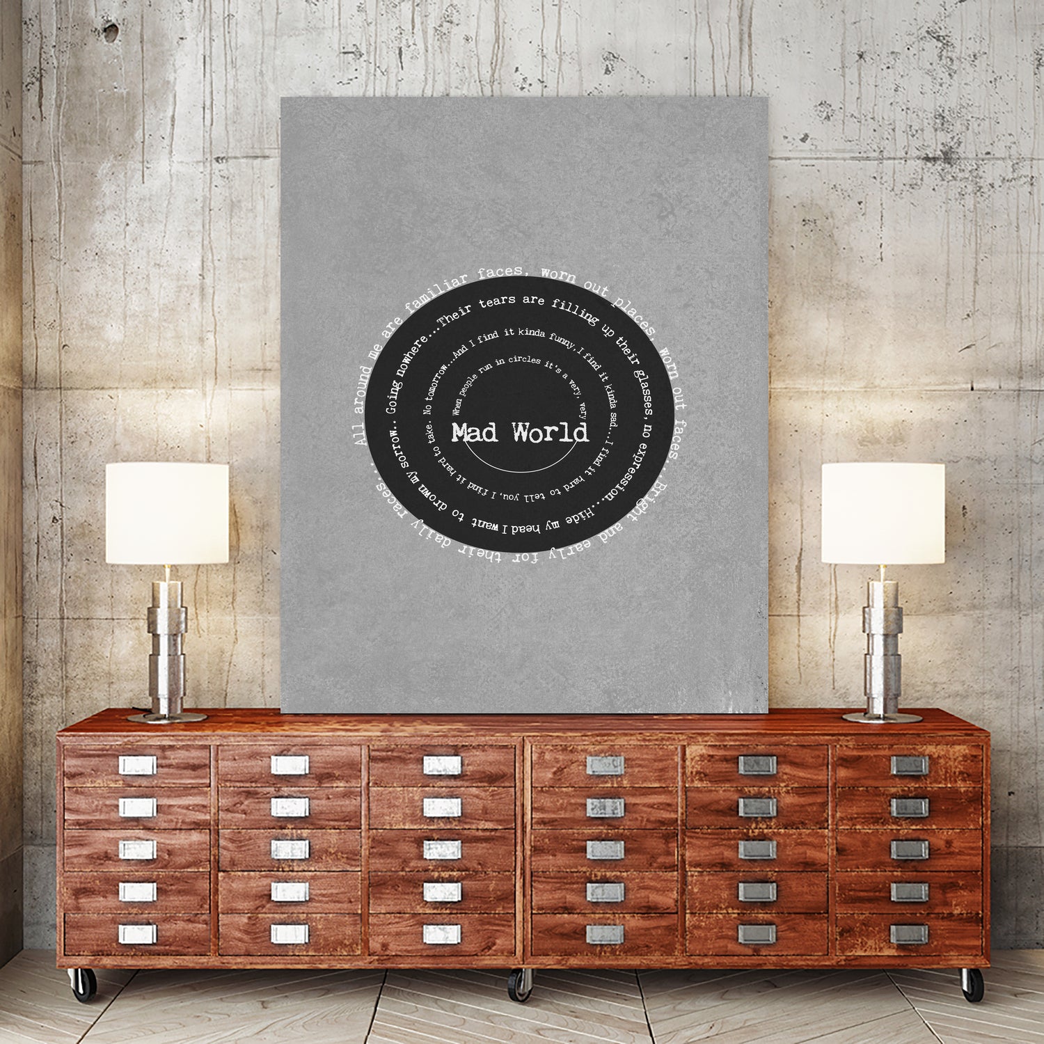Mad World by Gary Jules Poster by Aline Ferreira on GIANT ART - gray typography