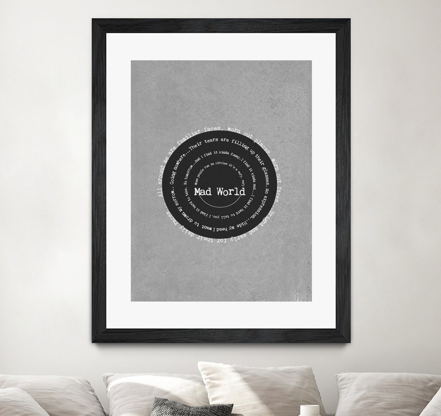 Mad World by Gary Jules Poster by Aline Ferreira on GIANT ART - gray typography