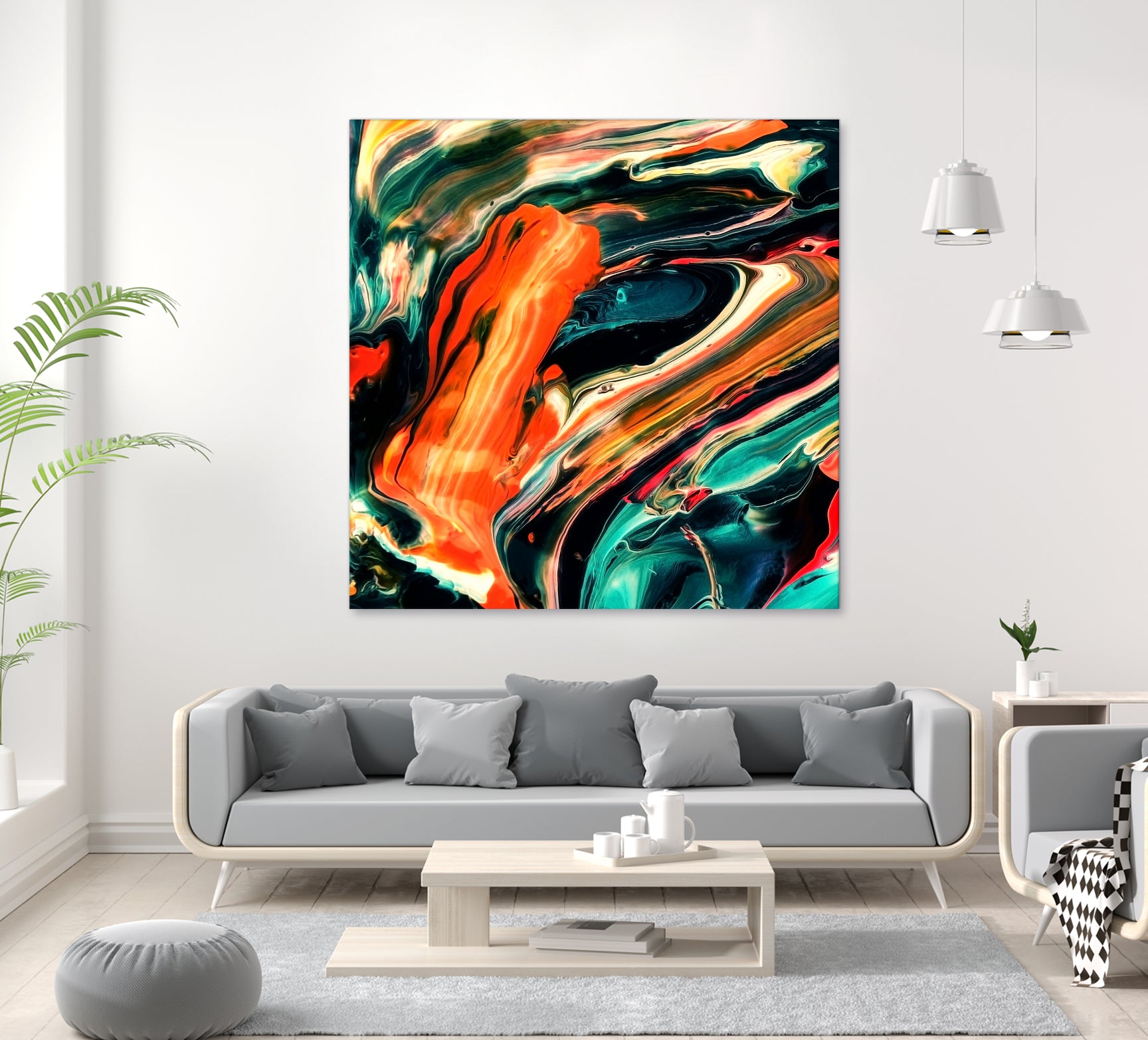 ABSTRACT COLORFUL PAINTING II-B3 by Pia Schneider on GIANT ART - orange mixed media