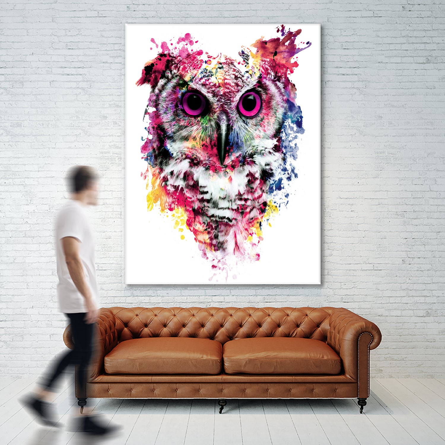 Owl by RIZA PEKER on GIANT ART - pink digital painting