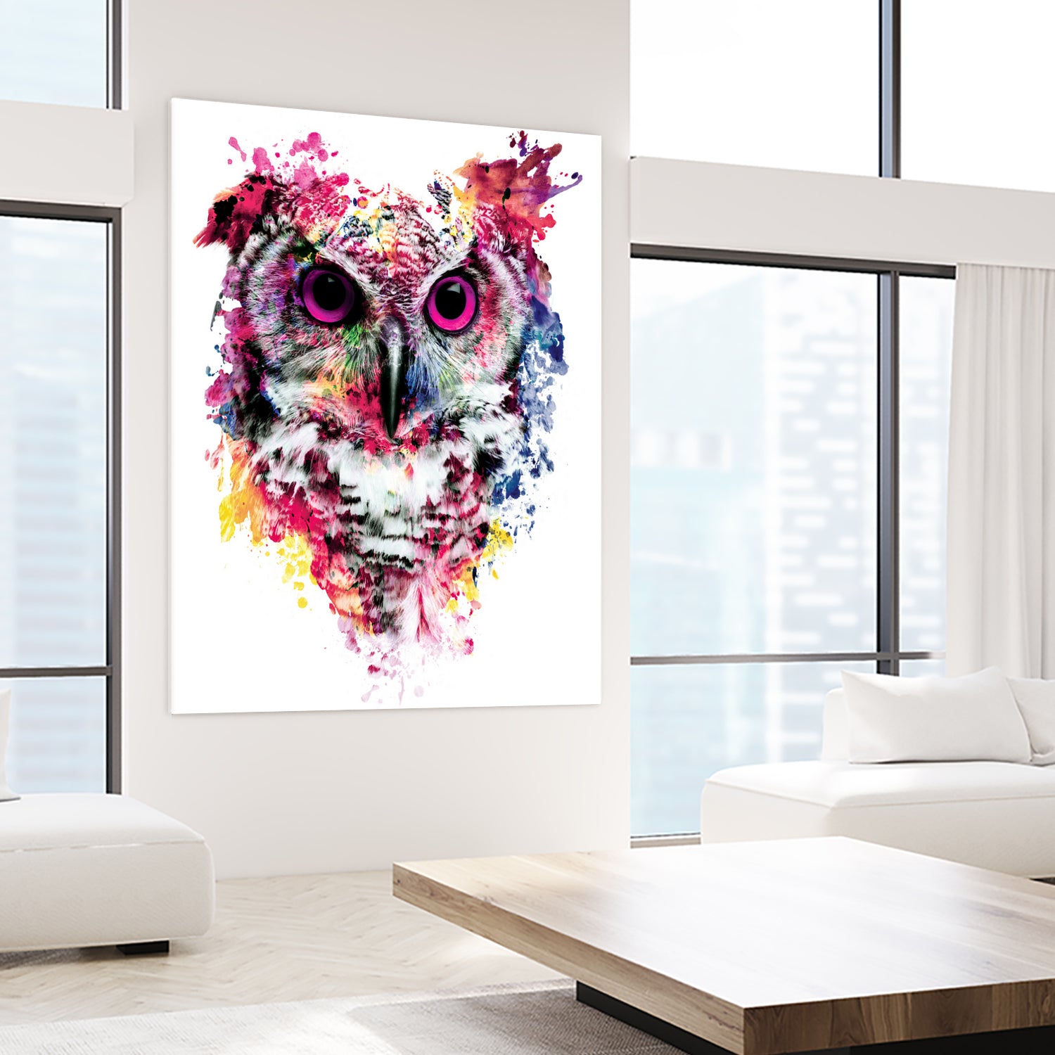 Owl by RIZA PEKER on GIANT ART - pink digital painting