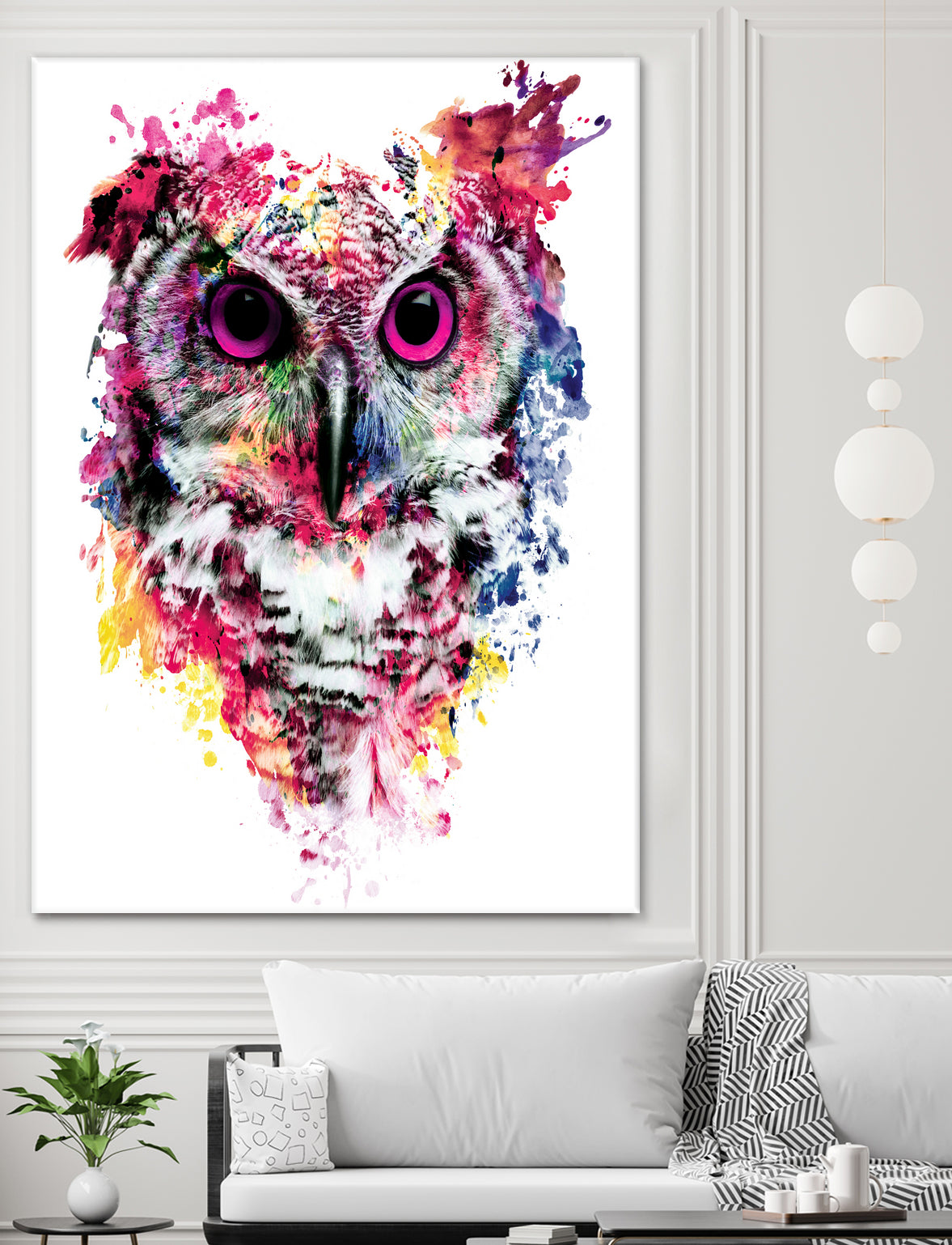 Owl by RIZA PEKER on GIANT ART - pink digital painting