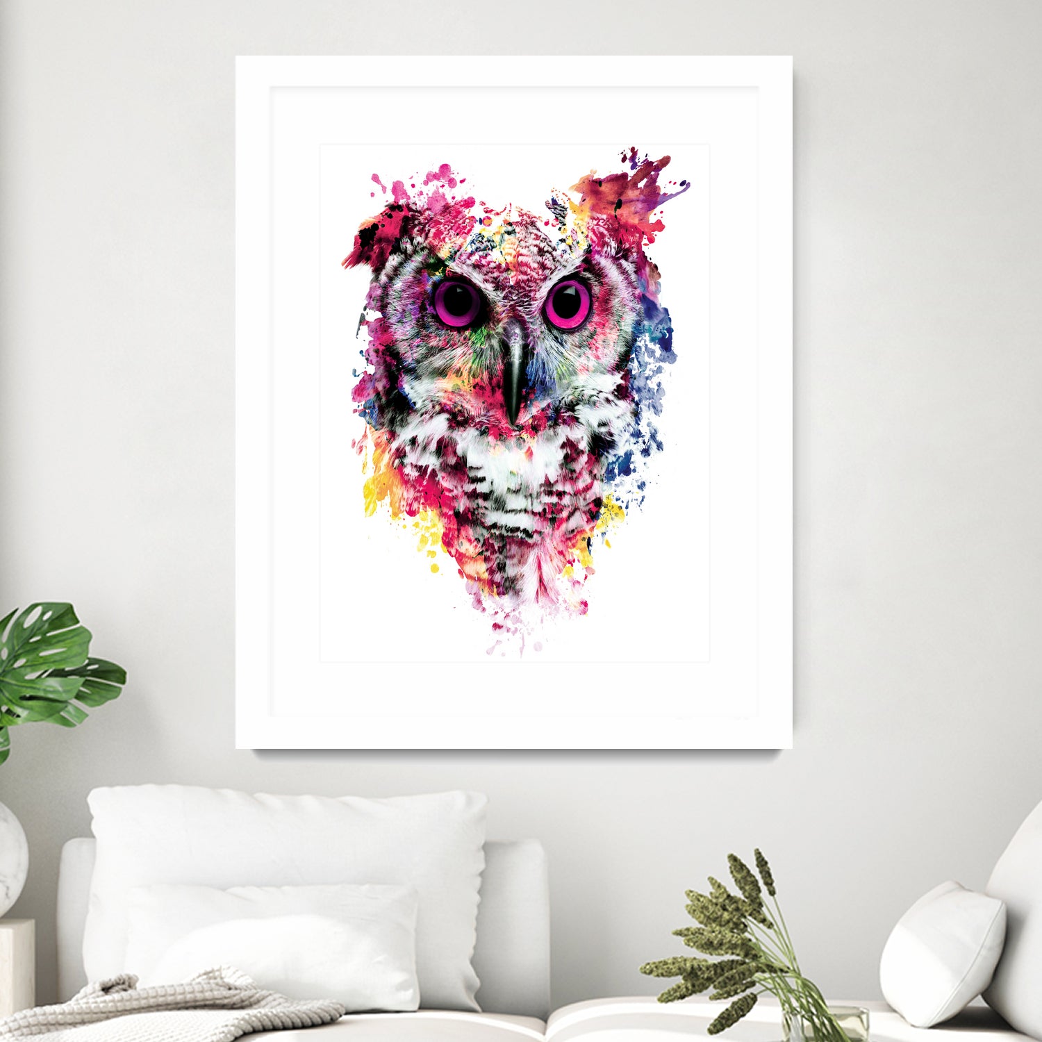 Owl by RIZA PEKER on GIANT ART - pink digital painting