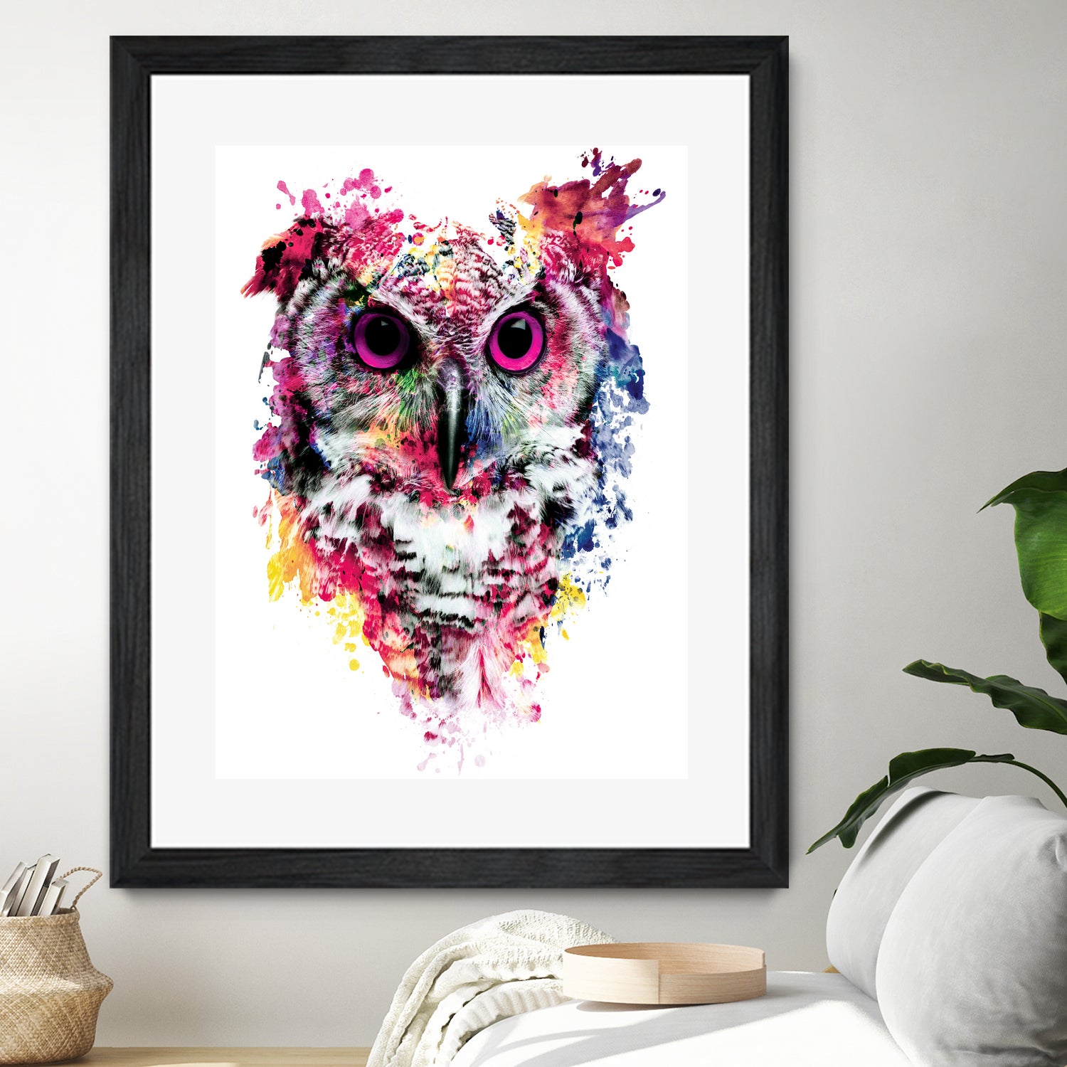 Owl by RIZA PEKER on GIANT ART - pink digital painting