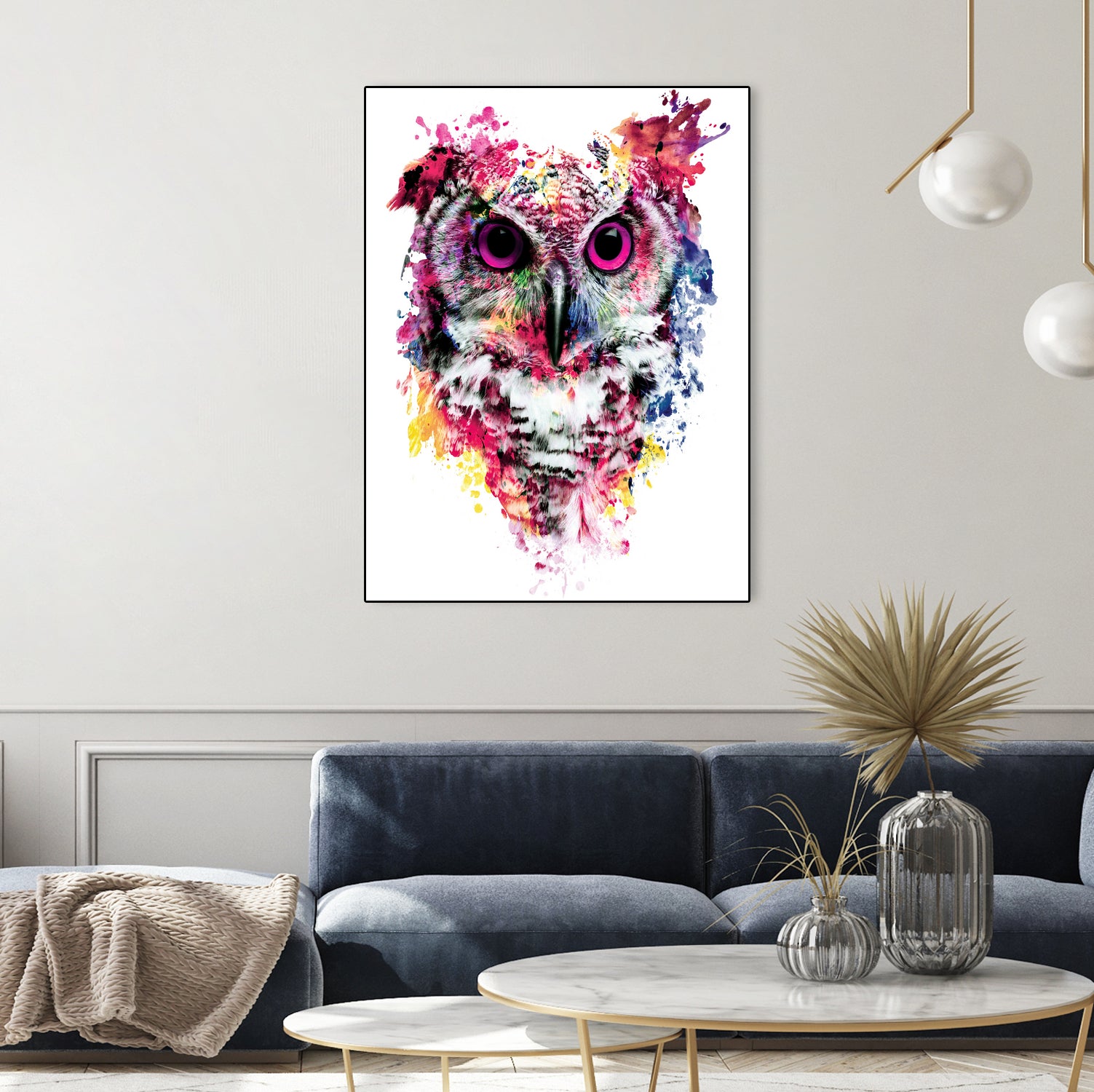 Owl by RIZA PEKER on GIANT ART - pink digital painting