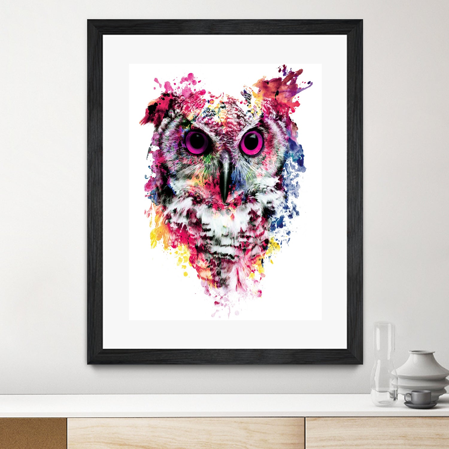 Owl by RIZA PEKER on GIANT ART - pink digital painting