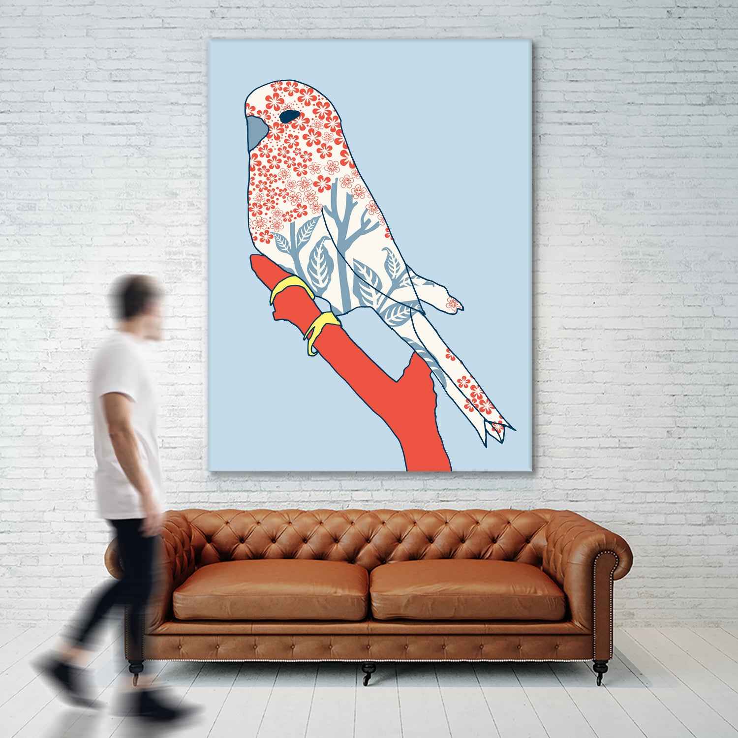 BUDGIE FLORAL BLUE by Thomas Fernez on GIANT ART - blue digital painting