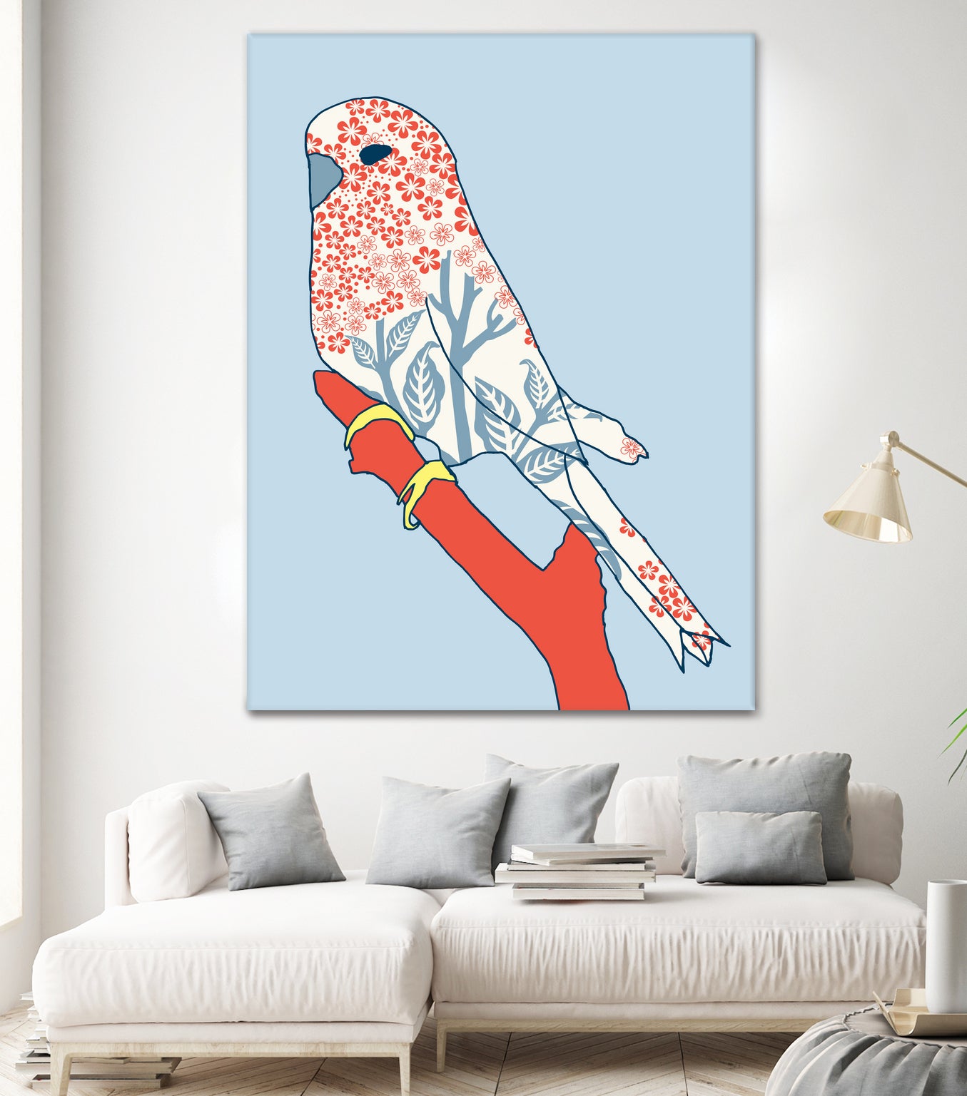 BUDGIE FLORAL BLUE by Thomas Fernez on GIANT ART - blue digital painting