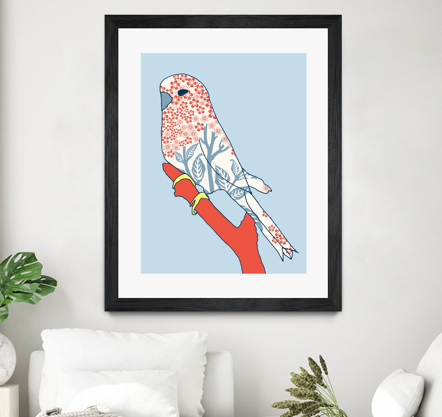 BUDGIE FLORAL BLUE by Thomas Fernez on GIANT ART - blue digital painting