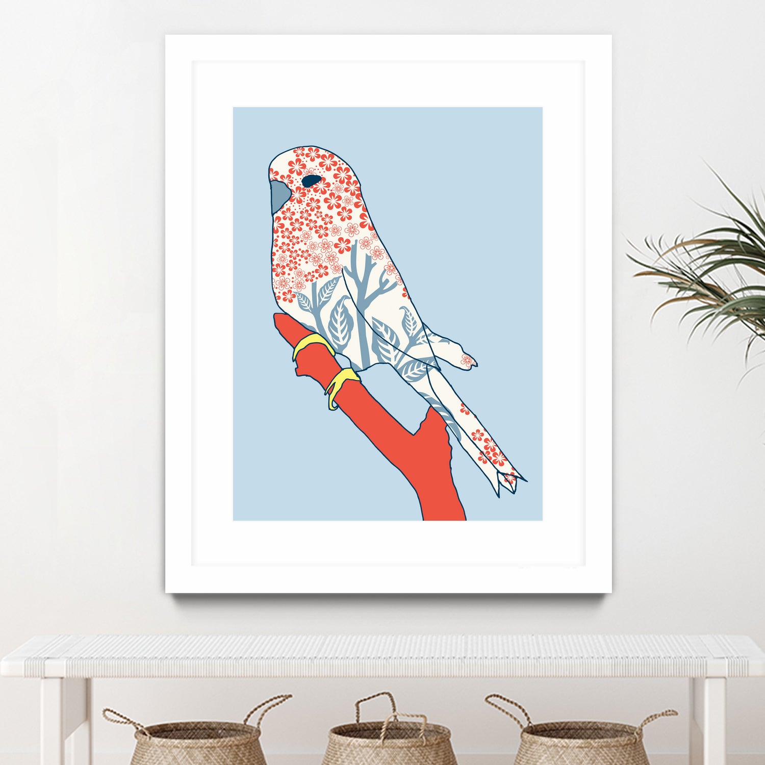 BUDGIE FLORAL BLUE by Thomas Fernez on GIANT ART - blue digital painting