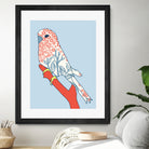 BUDGIE FLORAL BLUE by Thomas Fernez on GIANT ART - blue digital painting