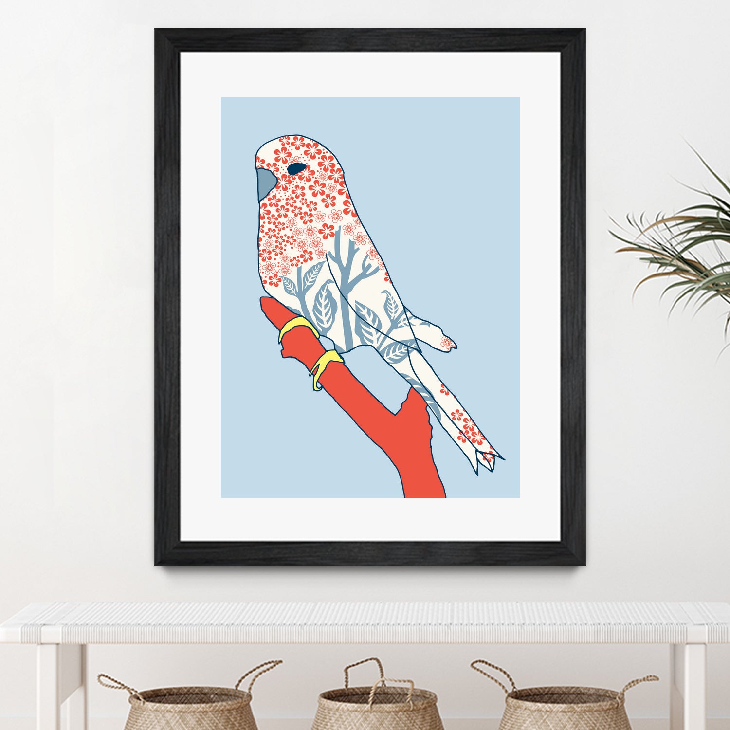 BUDGIE FLORAL BLUE by Thomas Fernez on GIANT ART - blue digital painting