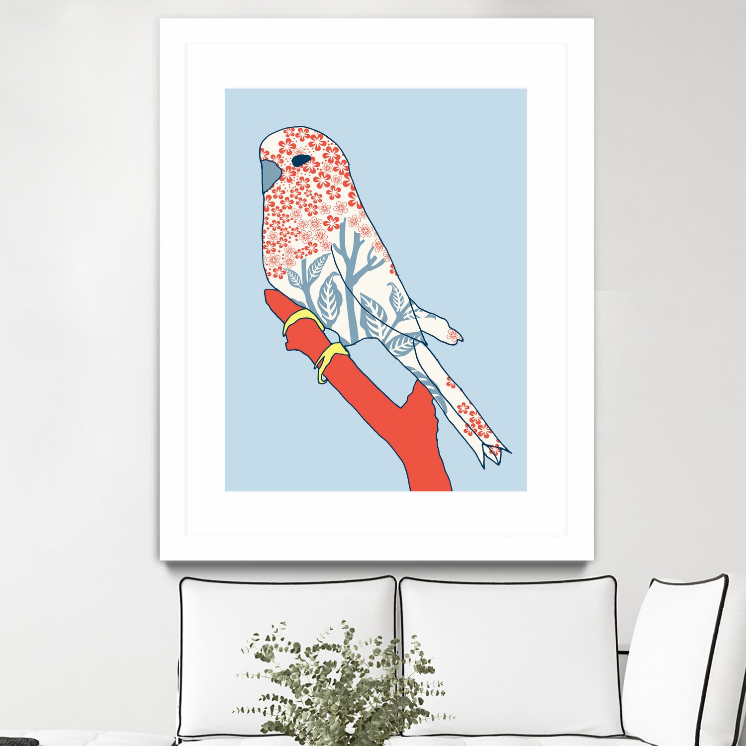 BUDGIE FLORAL BLUE by Thomas Fernez on GIANT ART - blue digital painting