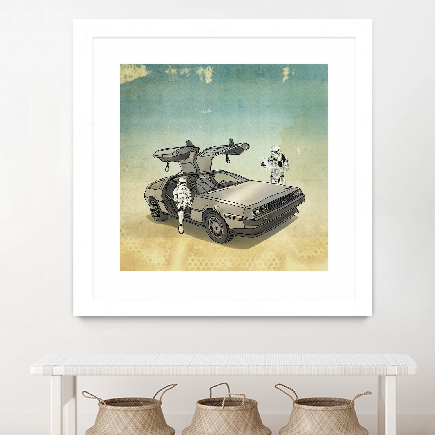 STORMTROOPER IN A DELOREAN II by Vin Zzep on GIANT ART - white digital painting