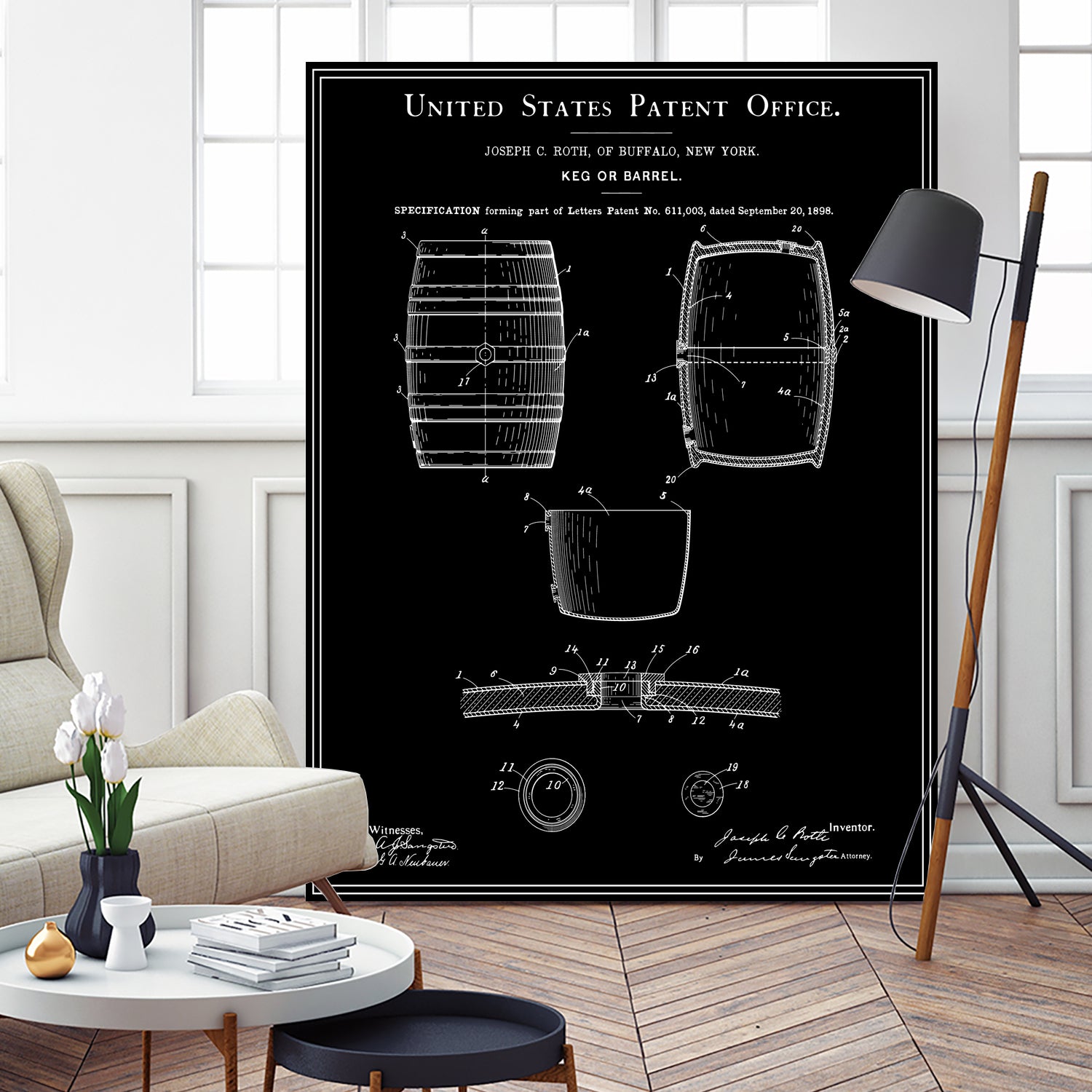 Beer Keg Patent - Black by Finlay McNevin on GIANT ART - black typography