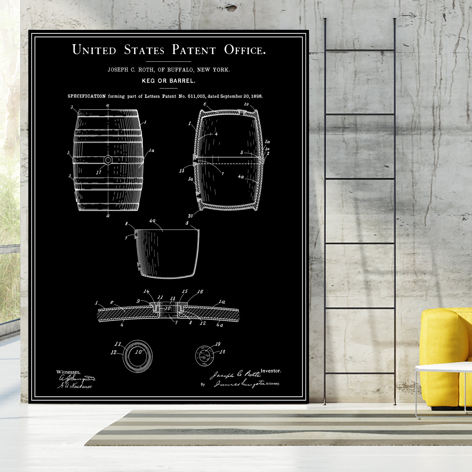 Beer Keg Patent - Black by Finlay McNevin on GIANT ART - black typography