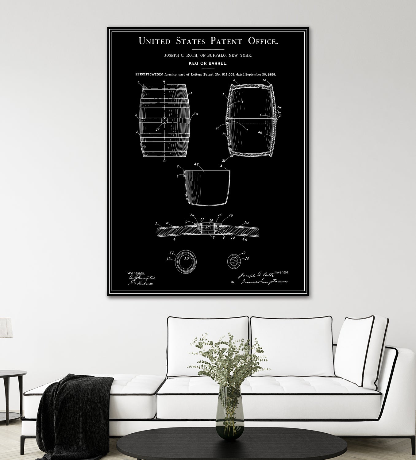 Beer Keg Patent - Black by Finlay McNevin on GIANT ART - black typography