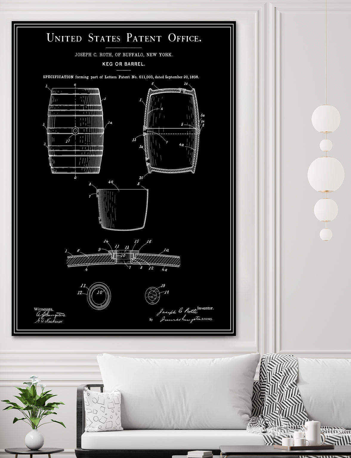 Beer Keg Patent - Black by Finlay McNevin on GIANT ART - black typography