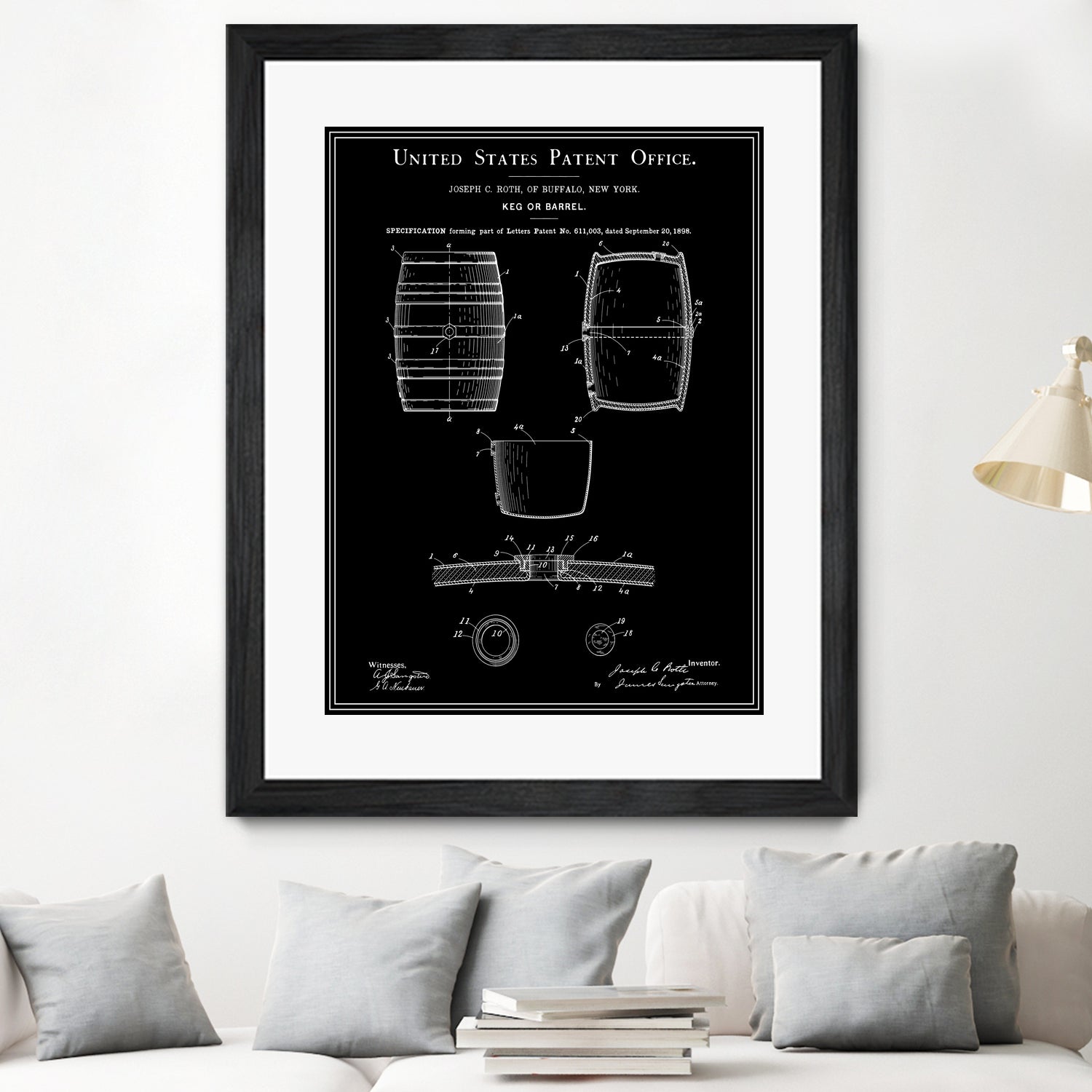 Beer Keg Patent - Black by Finlay McNevin on GIANT ART - black typography