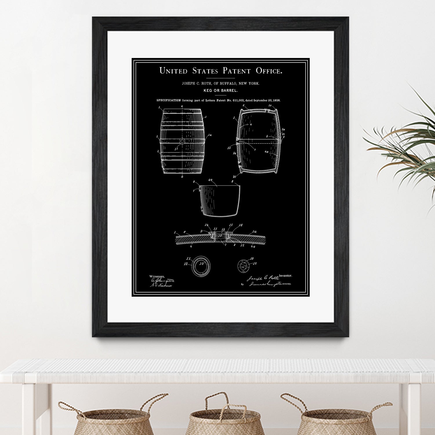 Beer Keg Patent - Black by Finlay McNevin on GIANT ART - black typography