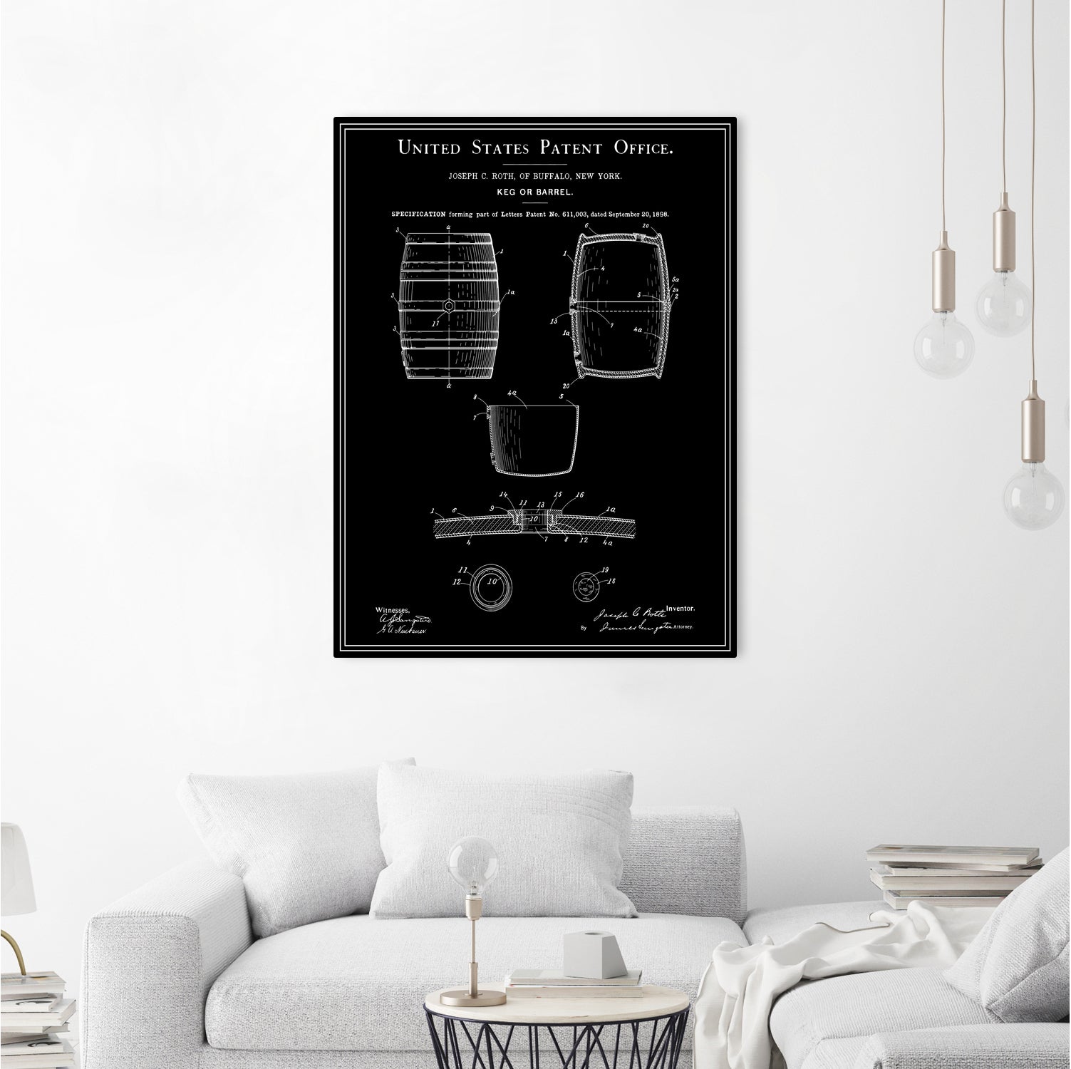 Beer Keg Patent - Black by Finlay McNevin on GIANT ART - black typography