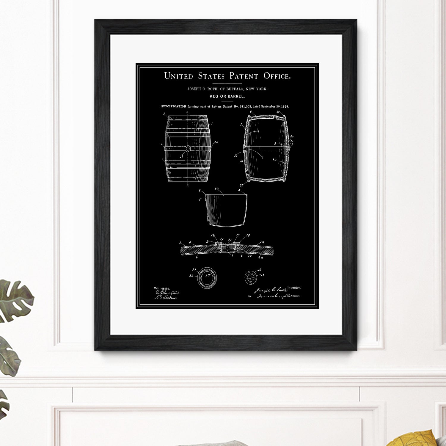 Beer Keg Patent - Black by Finlay McNevin on GIANT ART - black typography