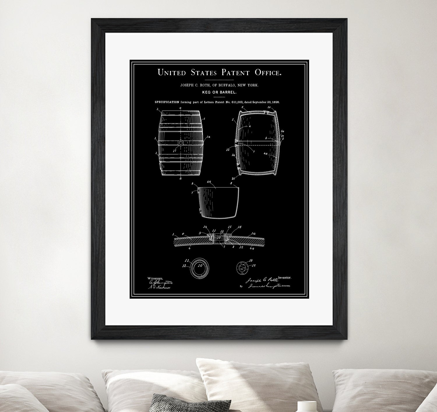 Beer Keg Patent - Black by Finlay McNevin on GIANT ART - black typography