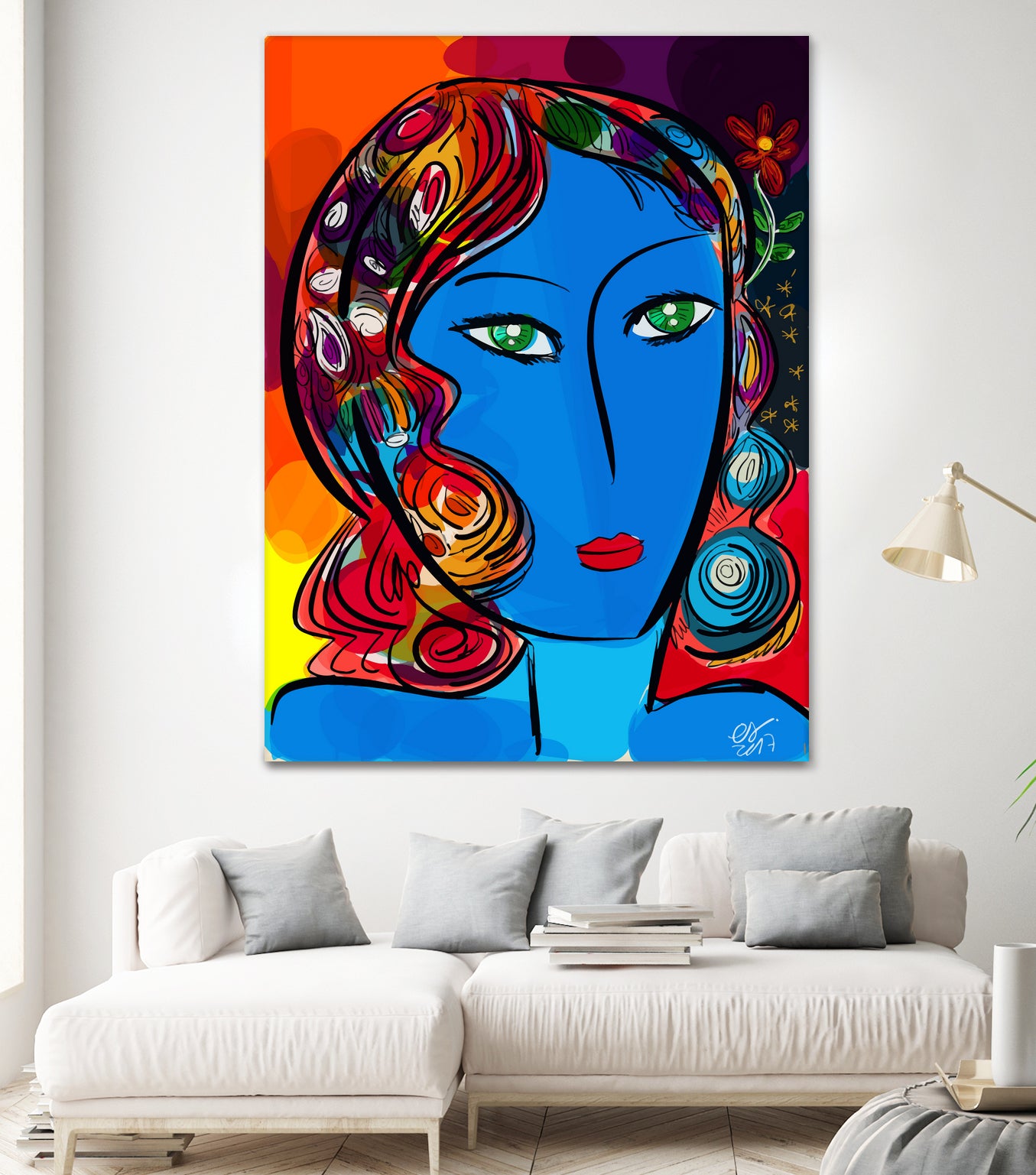 Pop Blue girl by Emmanuel Signorino on GIANT ART - blue digital painting