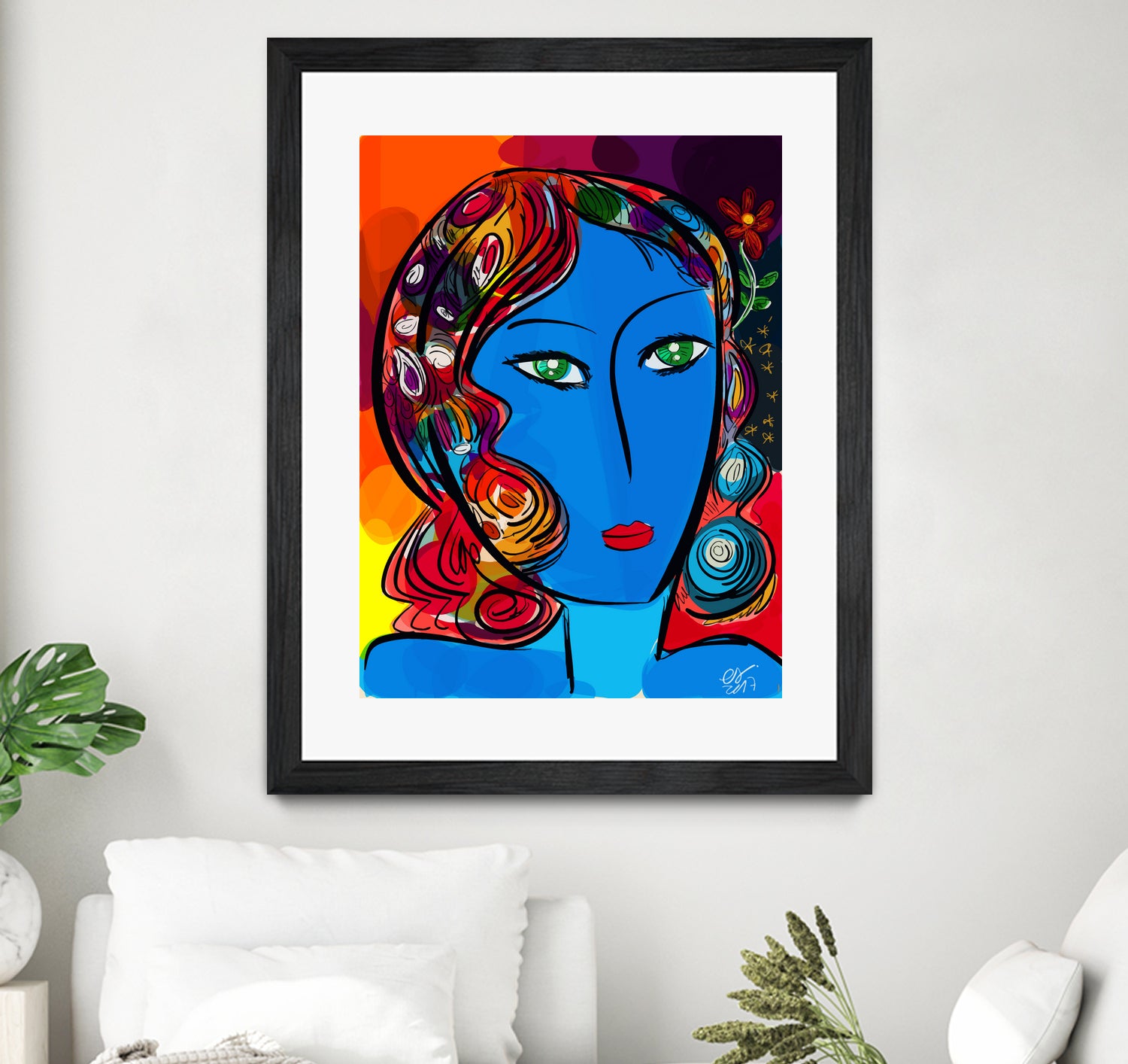 Pop Blue girl by Emmanuel Signorino on GIANT ART - blue digital painting