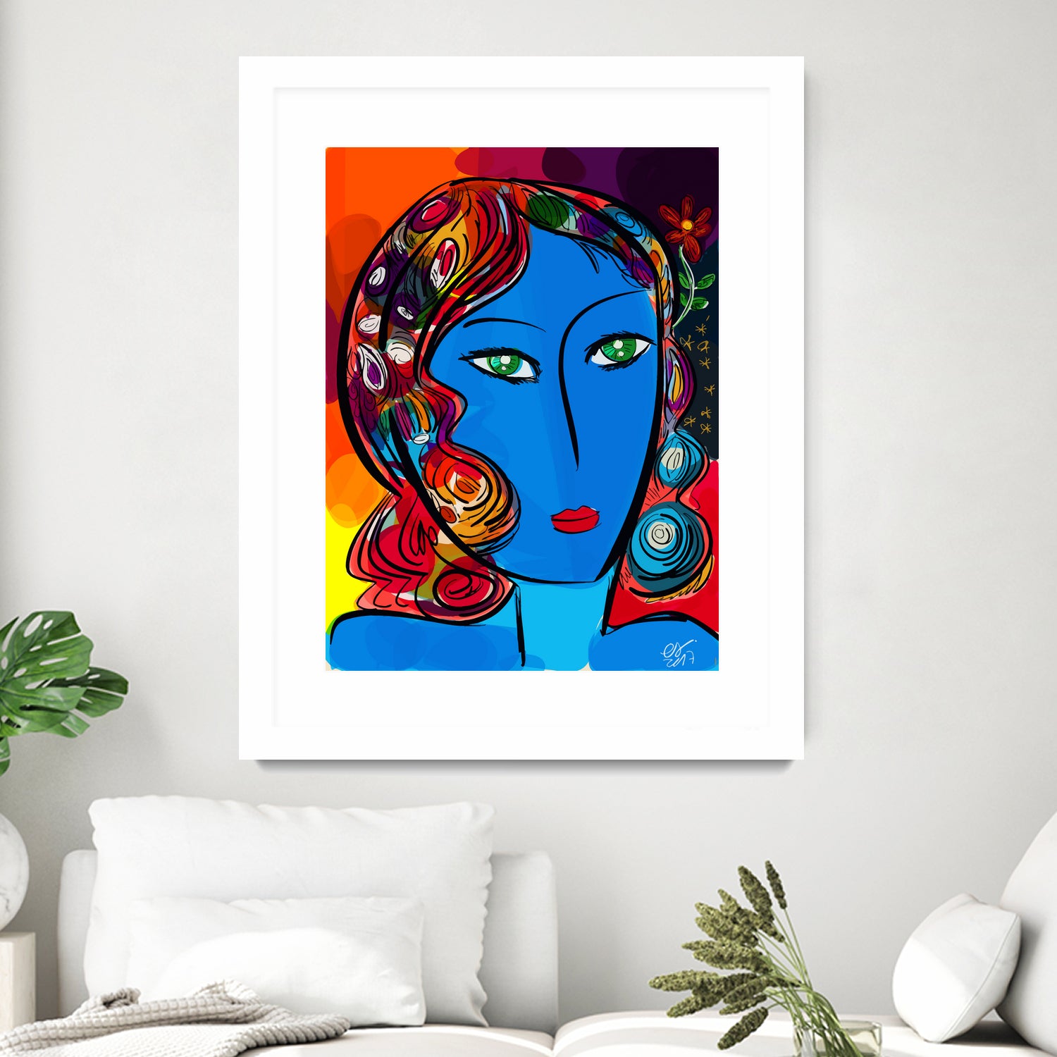 Pop Blue girl by Emmanuel Signorino on GIANT ART - blue digital painting