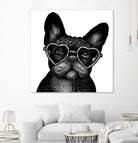 French bulldog portrait in glasses by Anastasiia Kononenko on GIANT ART - black cartooning