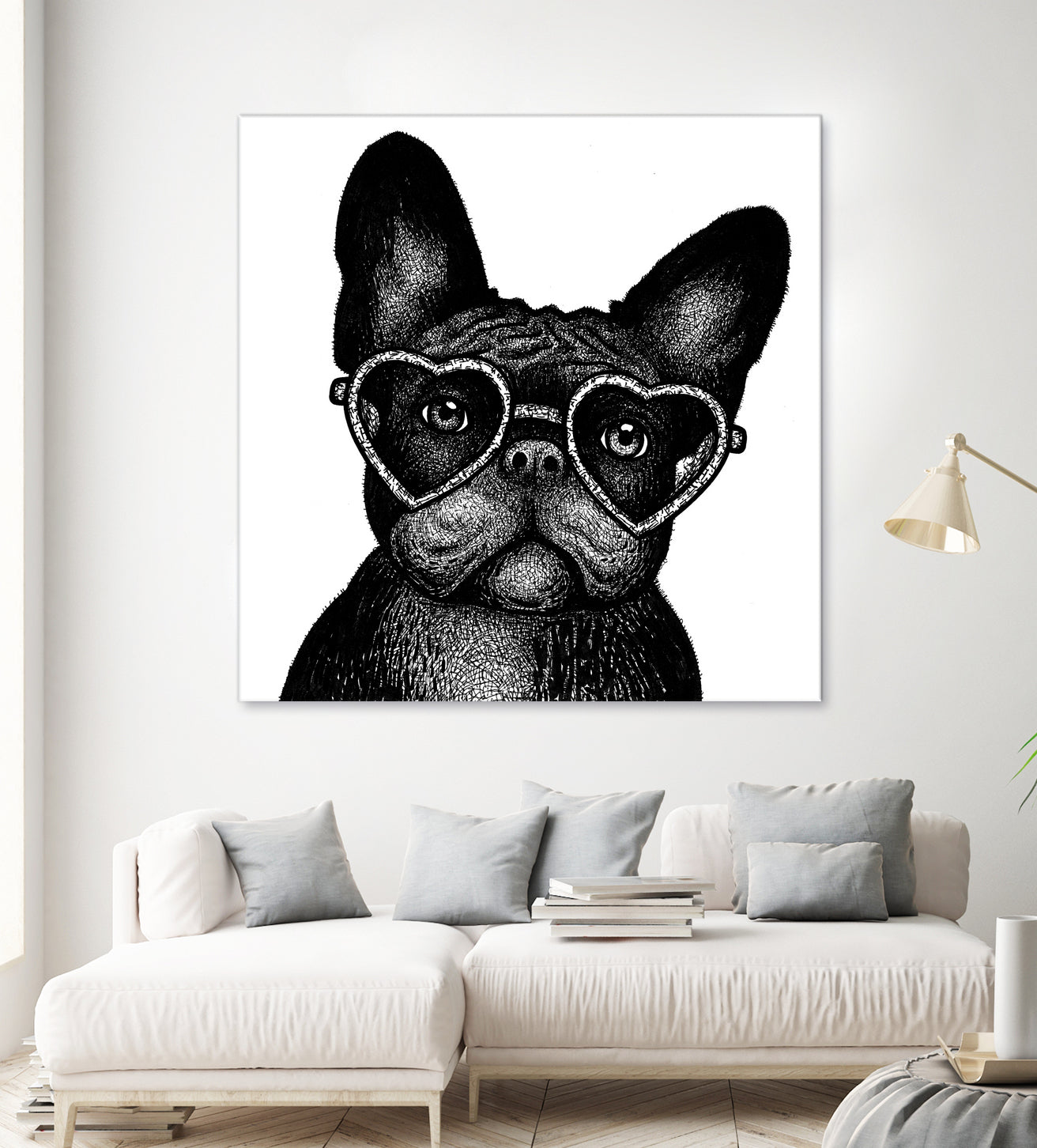 French bulldog portrait in glasses by Anastasiia Kononenko on GIANT ART - black cartooning