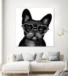 French bulldog portrait in glasses by Anastasiia Kononenko on GIANT ART - black cartooning