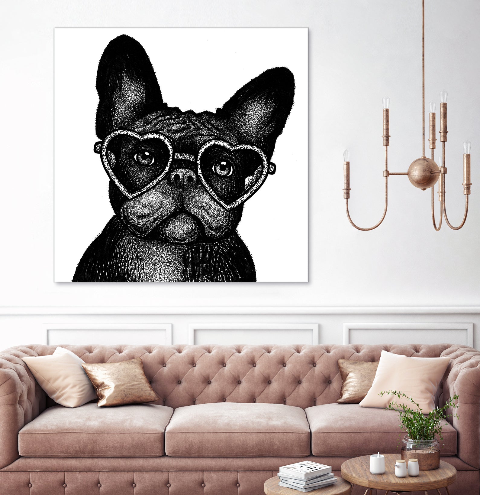 French bulldog portrait in glasses by Anastasiia Kononenko on GIANT ART - black cartooning