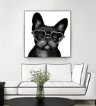 French bulldog portrait in glasses by Anastasiia Kononenko on GIANT ART - black cartooning