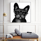 French bulldog portrait in glasses by Anastasiia Kononenko on GIANT ART - black cartooning