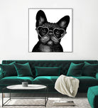 French bulldog portrait in glasses by Anastasiia Kononenko on GIANT ART - black cartooning