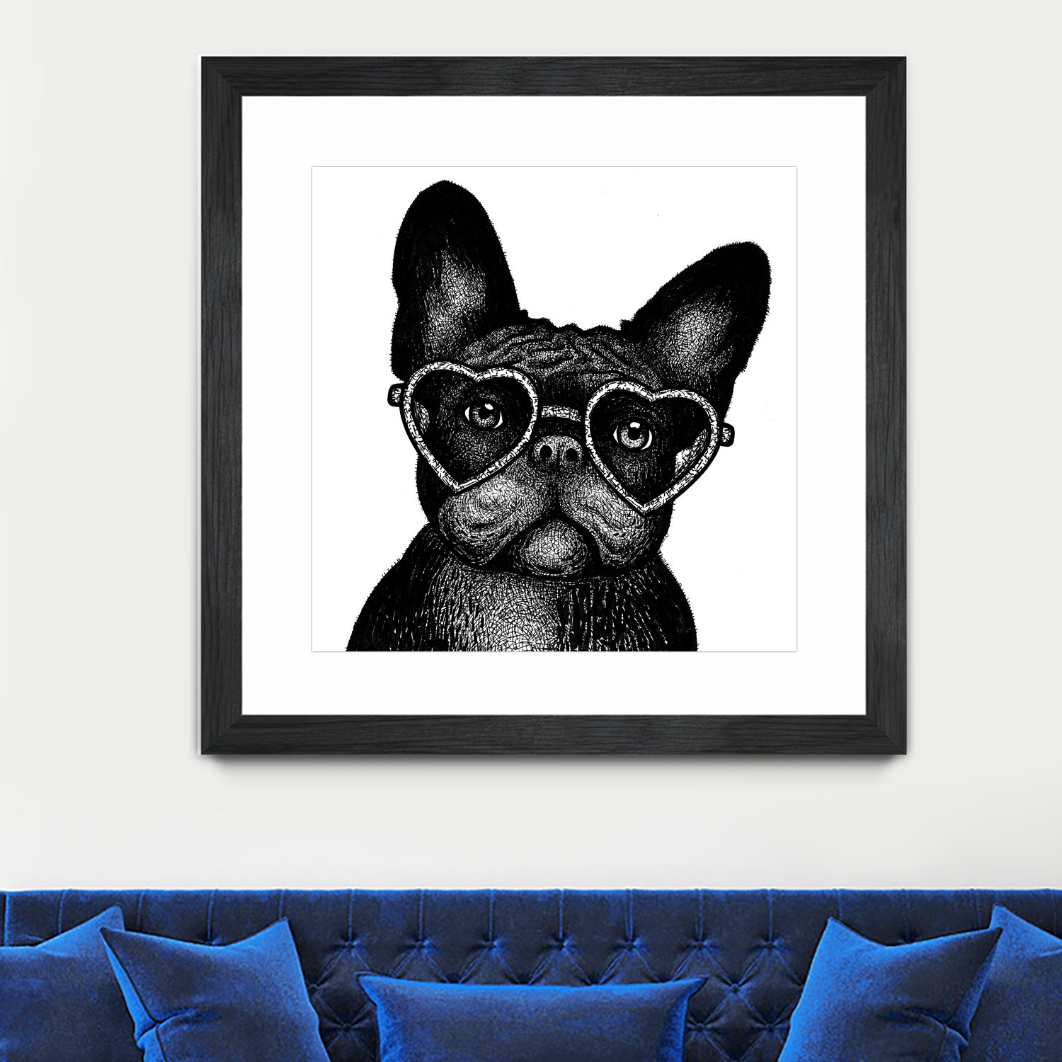 French bulldog portrait in glasses by Anastasiia Kononenko on GIANT ART - black cartooning